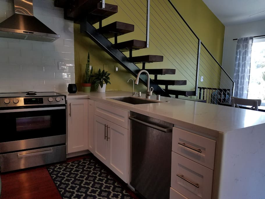 All amenities in this open modern kitchen