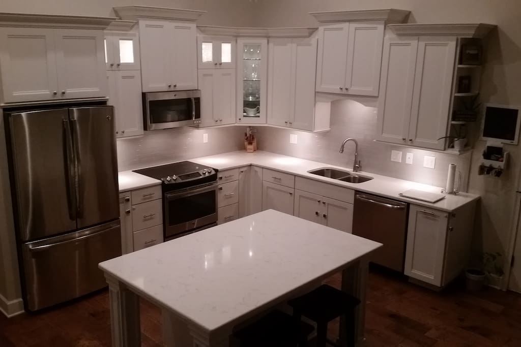 solid quartz surface in the custom kitchen