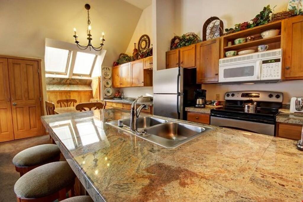 There is plenty of space in the fully-equipped kitchen
