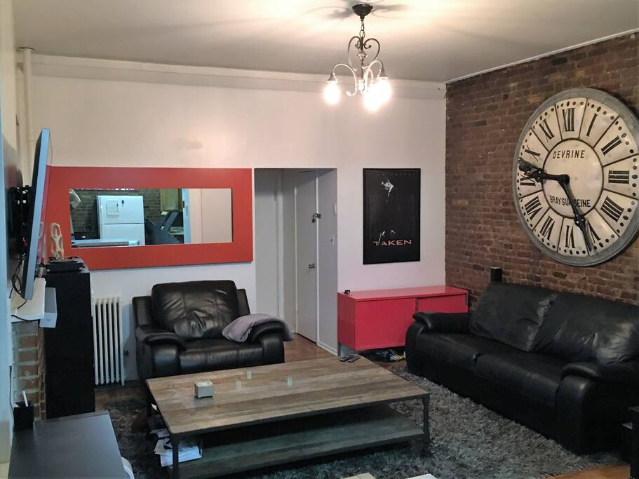 View of living room from library.