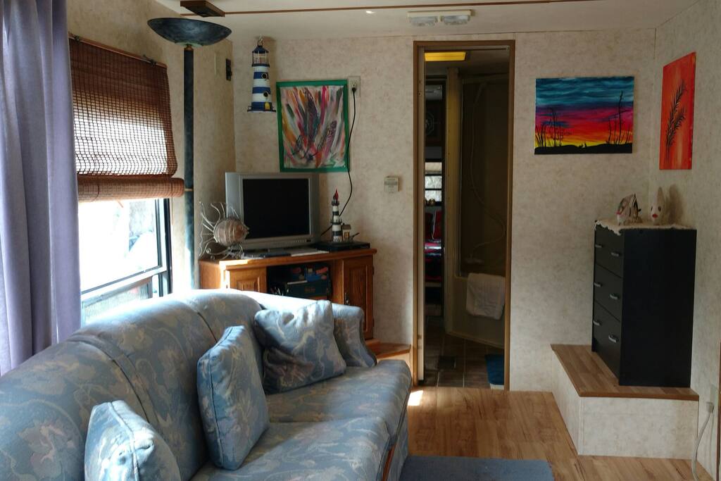 Livingroom...couch pulls out to double bed