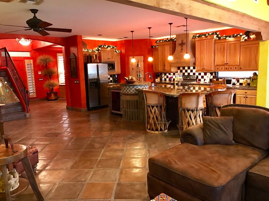 Big Granite Island with Bar Stools