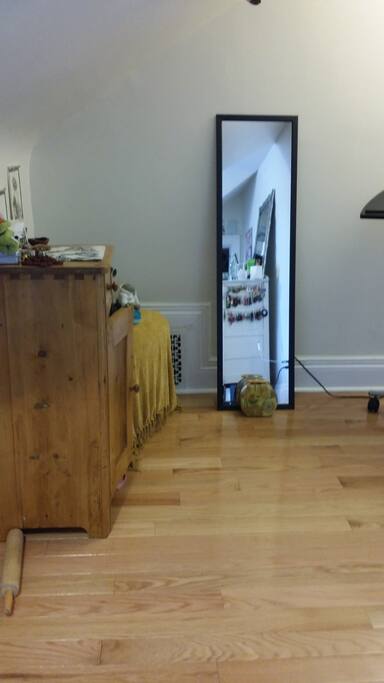 Full length mirror in the room.