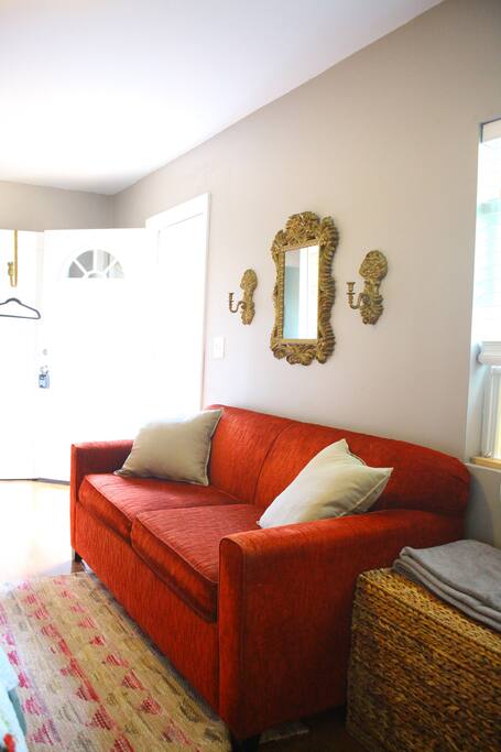 New and comfortable sleeper sofa with extra memory foam padding means extra room for guests!