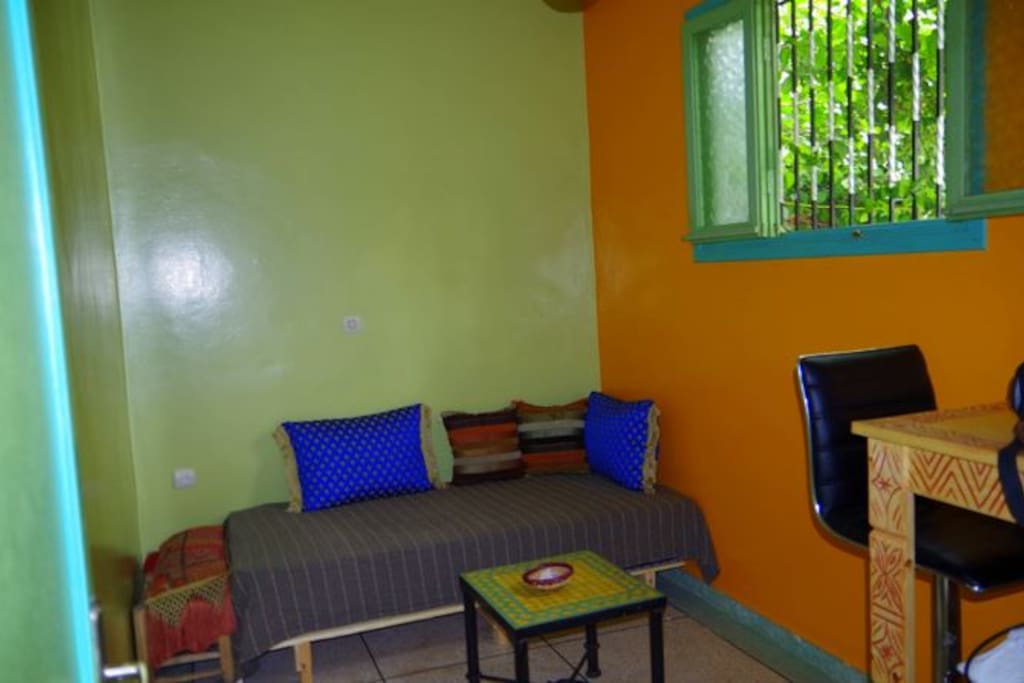 Second Room. With single bed/couch and eating table (on the right corner)