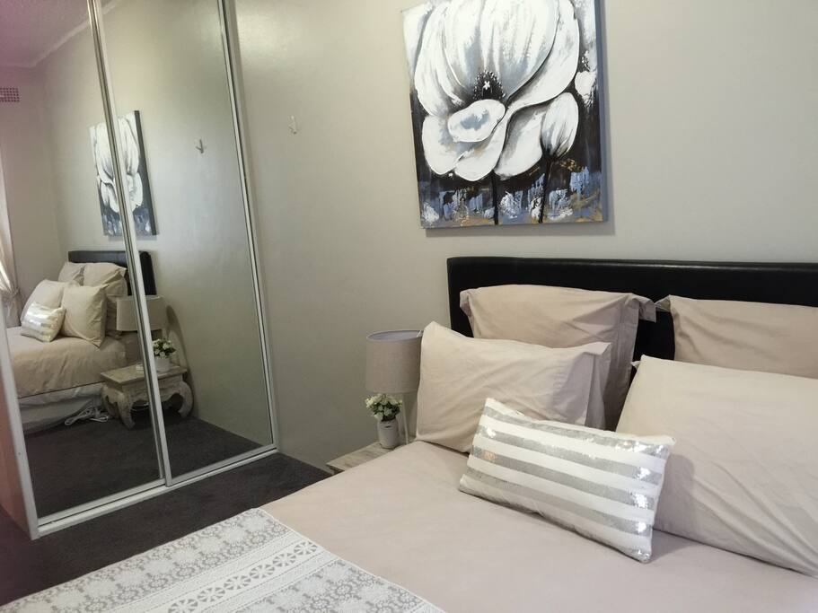 Bedroom 1 with double bed, wardrobe,desk