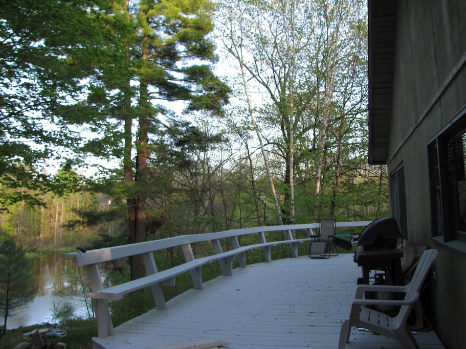 Large back deck over looking the water.