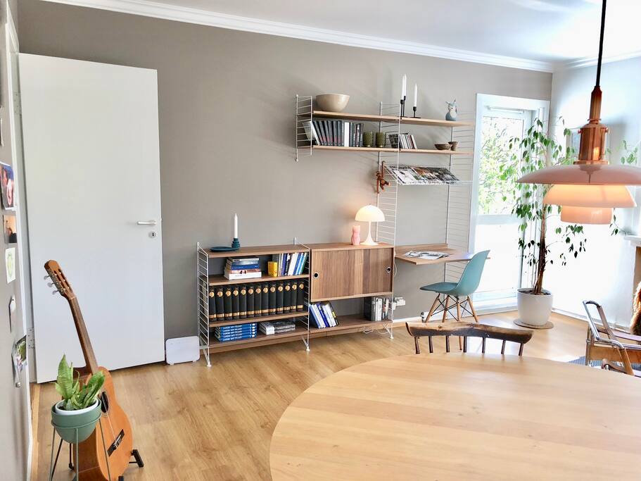 living room with dining area