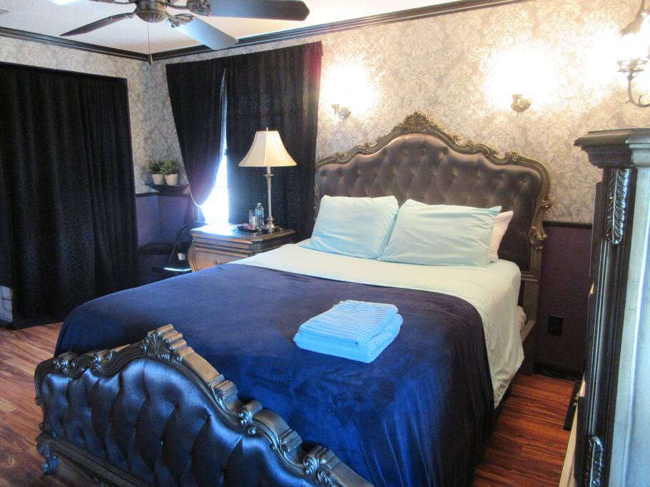 The curtains are great for blocking sun light if you would like to sleep in. When curtains are open the room has wonderful natural light.