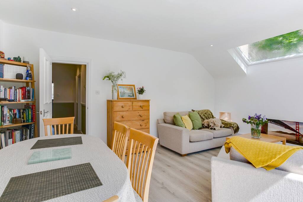A bright living and dining area...
