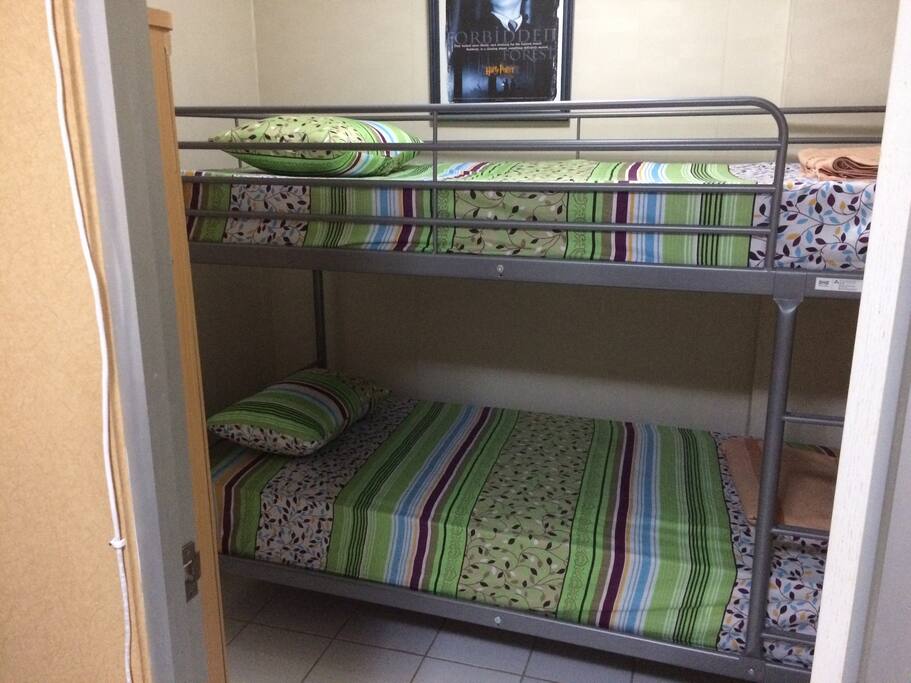 Bedroom #2 with bunk bed and with air conditioning