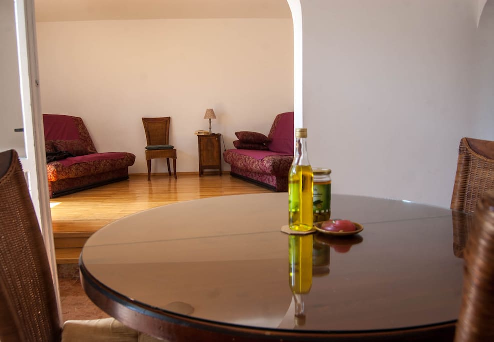 The view from the dining room to the lounge room