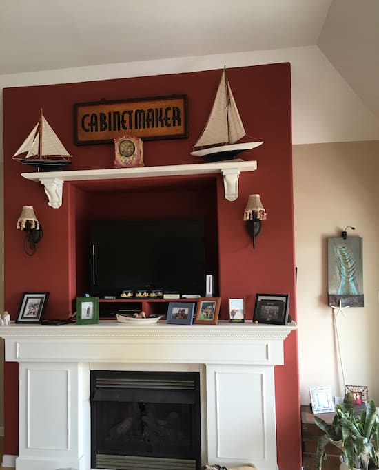 Fireplace with TV, Wii play system and cable