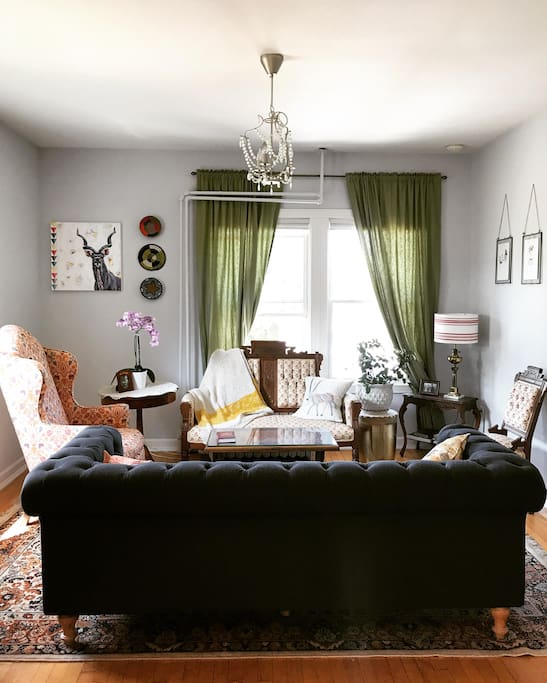 Cozy living room with African charm.