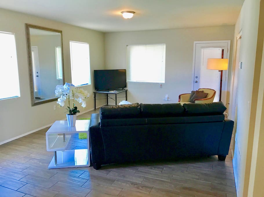 Living room complete with full size sleeper sofa