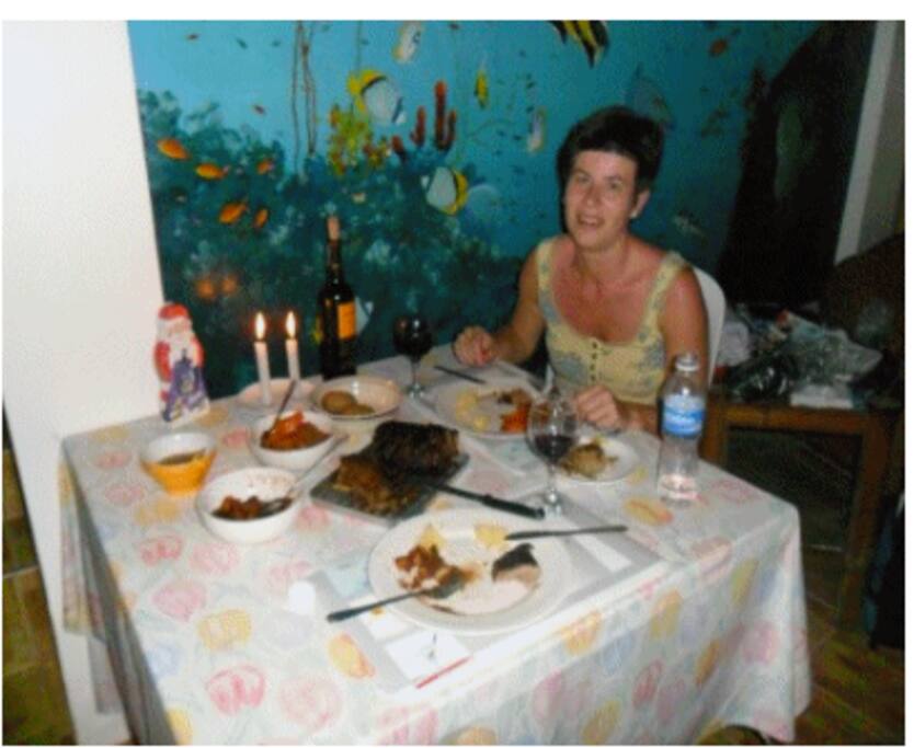 Dining place. View the big wall painting. Local painter has done it.