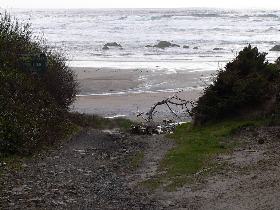 Easy grade path to secluded beach just one minute from our door