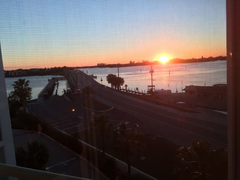 Sunset from the sitting area upstairs next to the Kitchen.