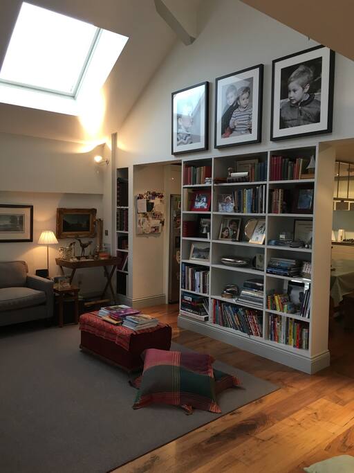 Double-height ceilings in reception room