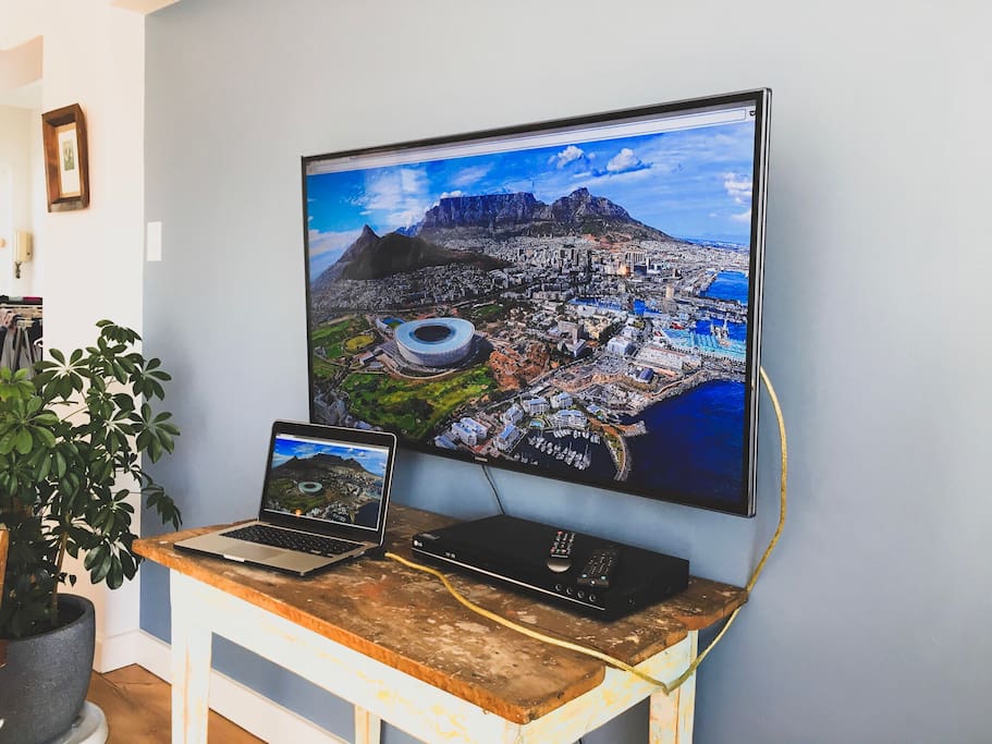 Samsung Smart TV with DVD player and HDMI cable to link your laptop