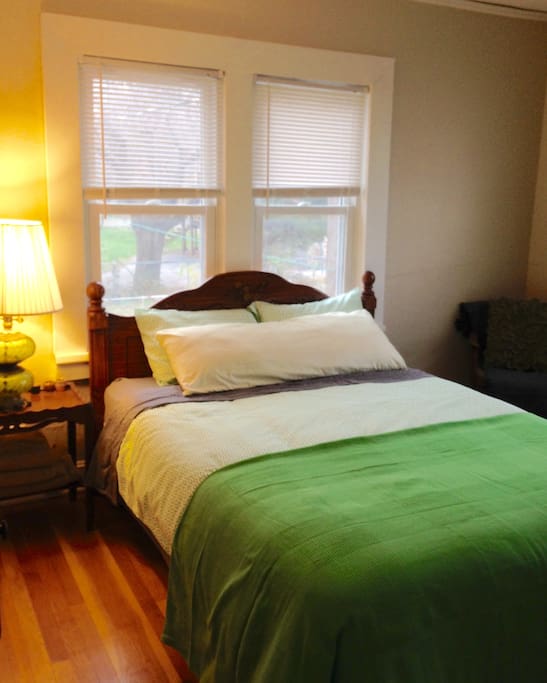 Green Room- contains Queen Bed, Desk and Chair, Vintage Wardrobe
