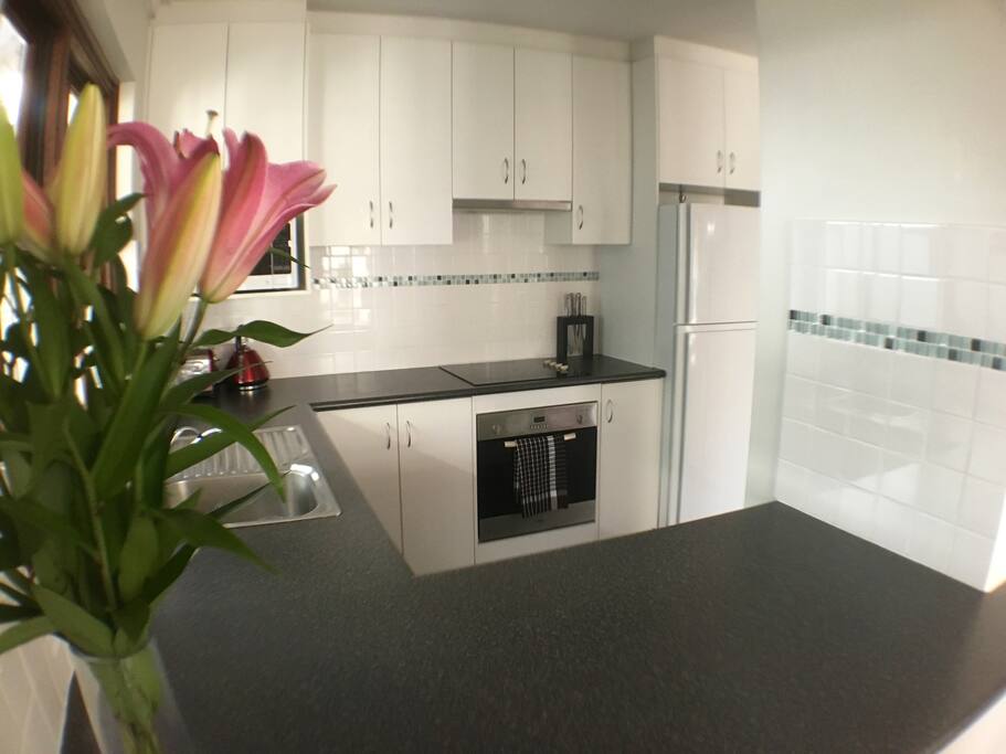 A spotless kitchen for all your cooking needs.