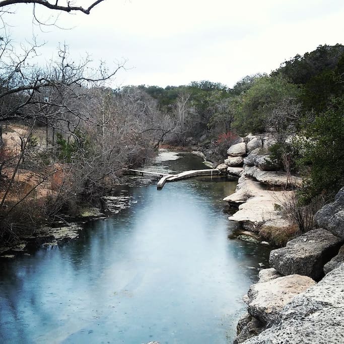View of the swimming hole from a distance.