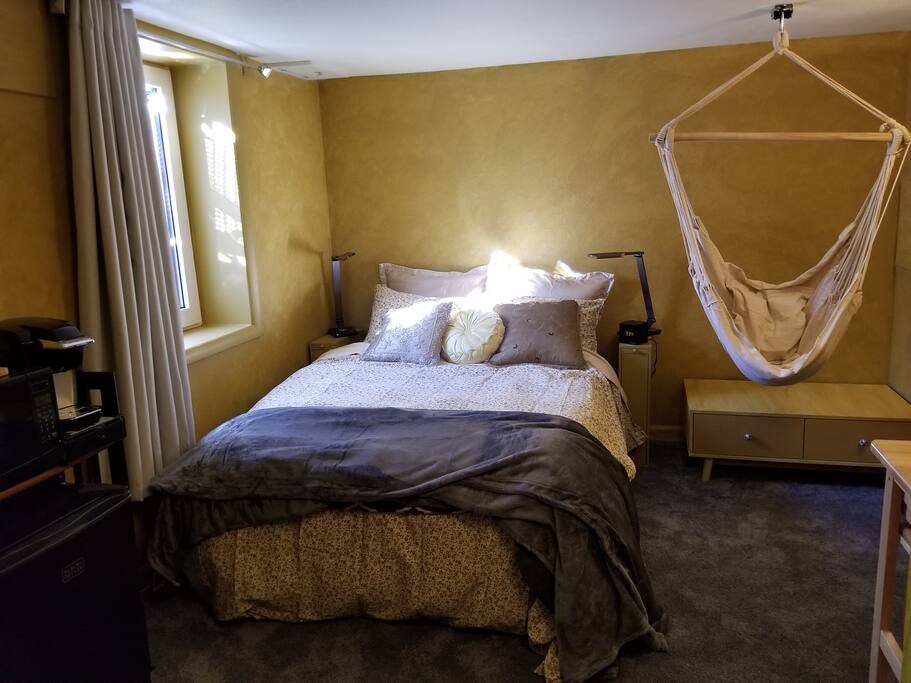 the bed and personal hammock in your room