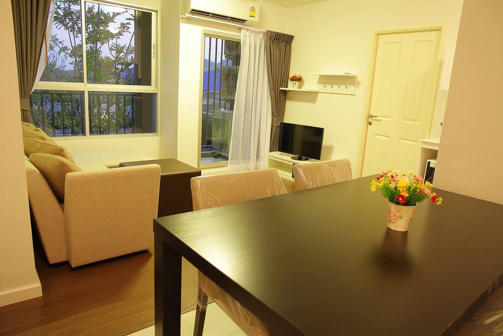 Living room and dining area