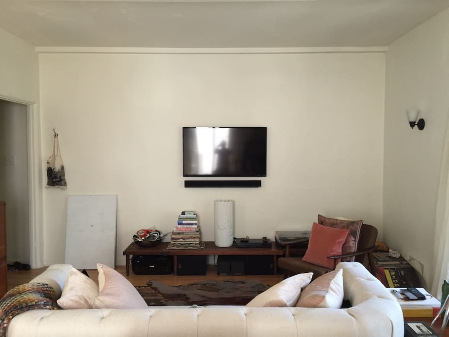 TV with Apple TV and DVD player
