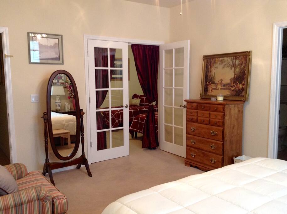 Full length mirror for the Bride-to-be. View into the Sitting Room.