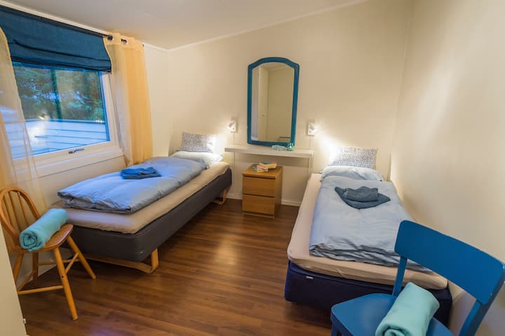 The bedroom named"Blåmann", after a local mountain, the second bedroom.Both beds are very  comfortable and 90x200cm.