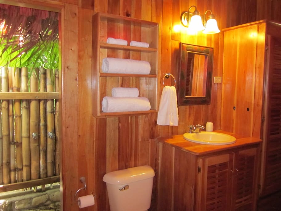 Bathroom has outdoor shower