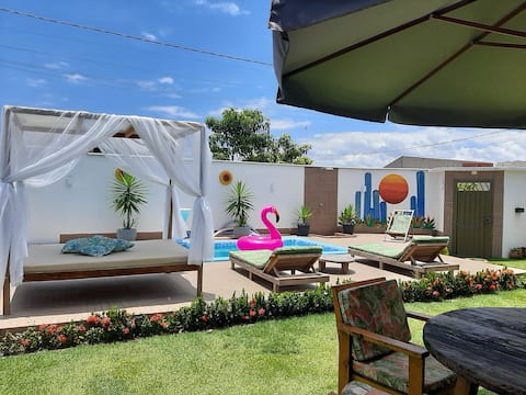 Beach House with pool and barbecue area season