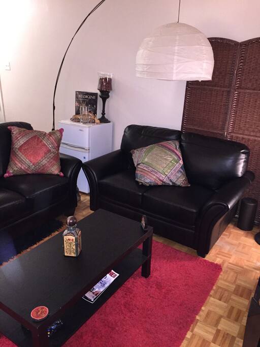 Welcoming scene and a beer fridge, what else can you ask for?