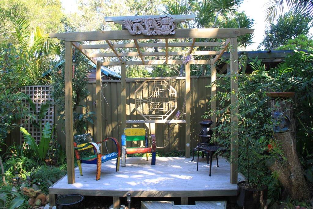 Rear deck for relaxation.