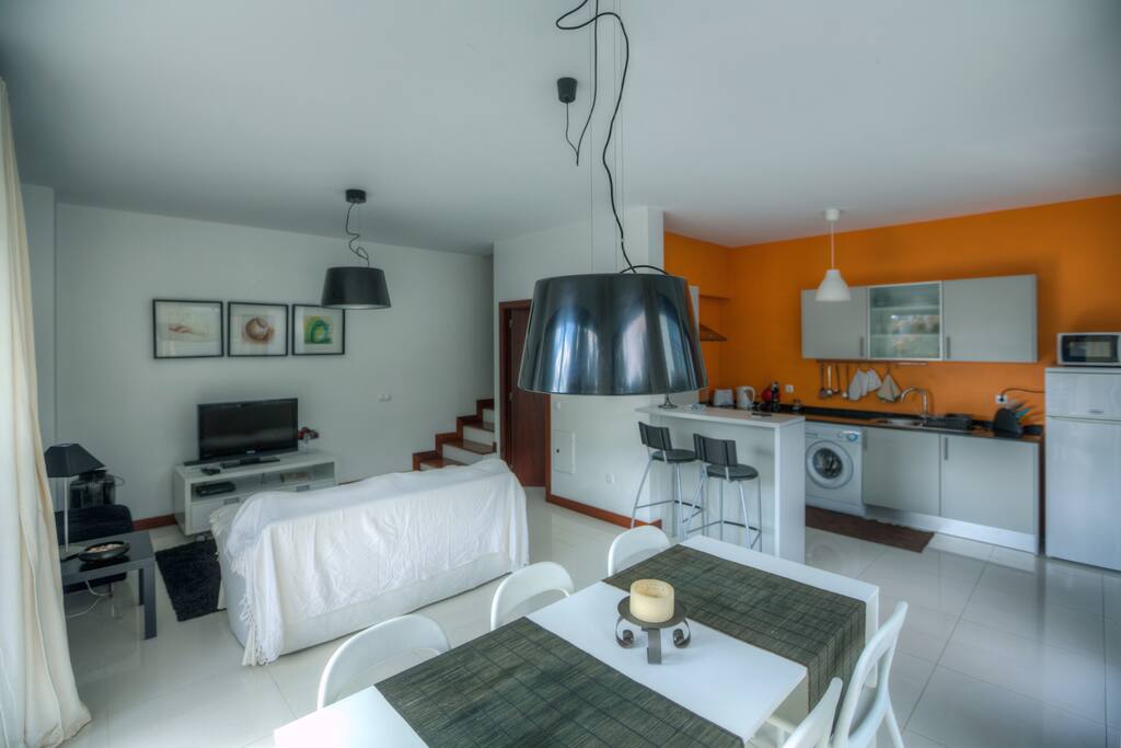 Living and dining areas.