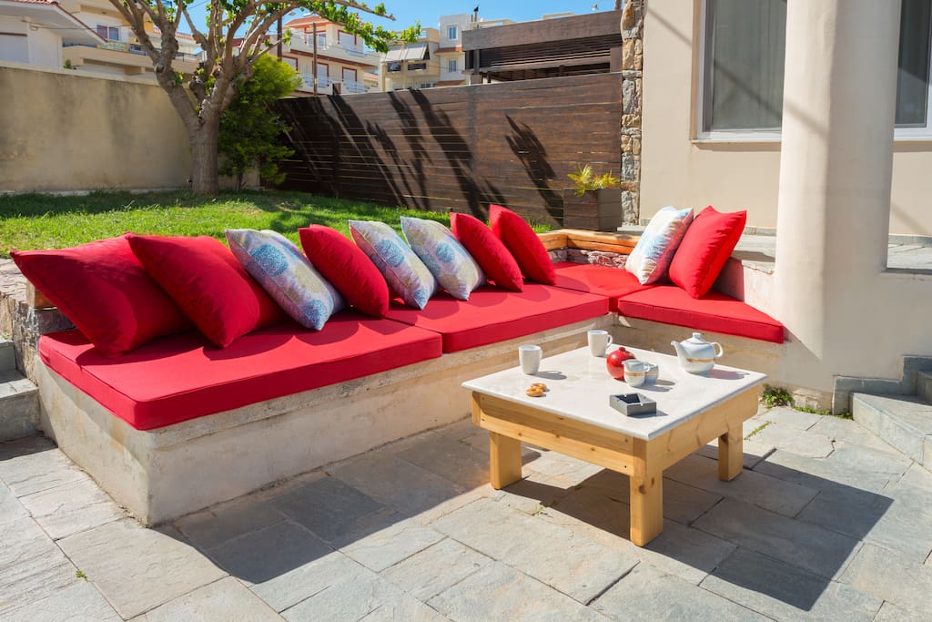 Huge outside sofa with pillows