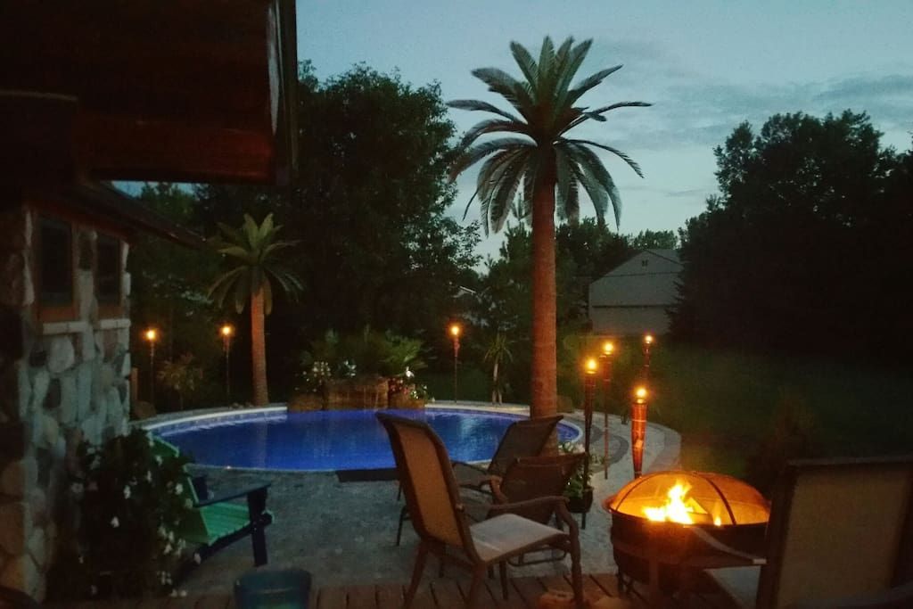 Heated Pool with waterfall and MN Palm Trees