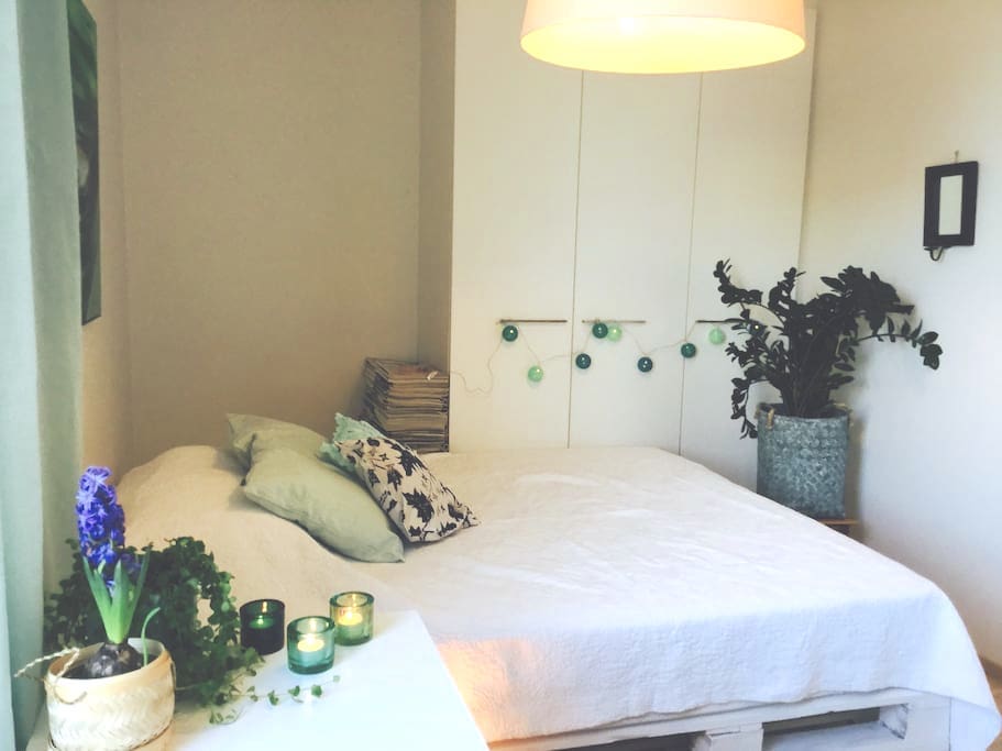 Your bedroom with 2 x 80cm beds and a working desk