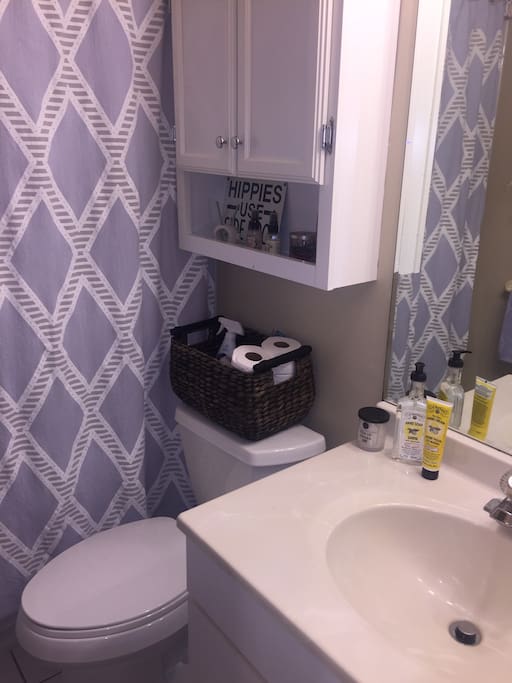 All amenities included; shampoo, conditioner, body wash, soap, towels and more