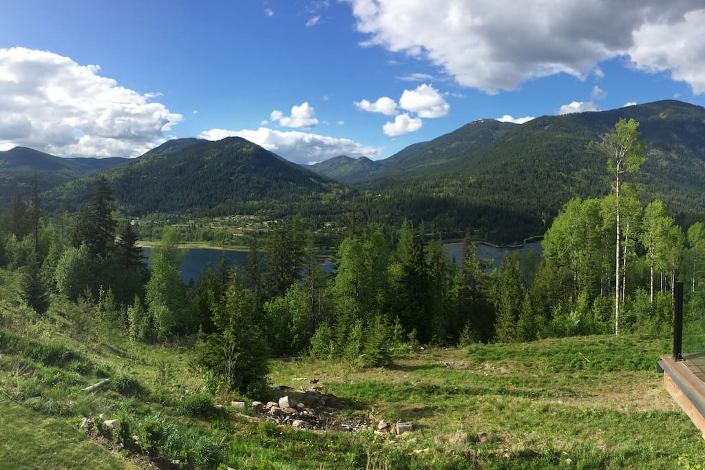 everywhere you look is lush greenery, mountains, and lake views