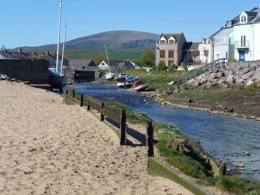 River Lazy meets the sea. Black Combe mountain behind