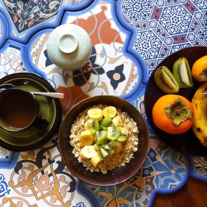 Light vegetarian breakfast is offered free of charge
