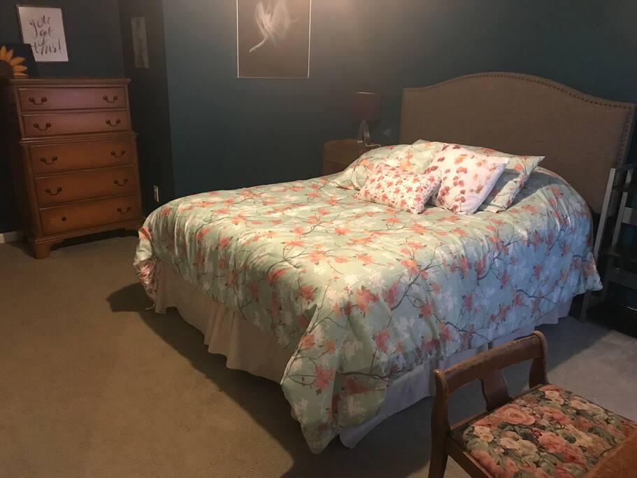 Master bedroom with adjoining bathroom
