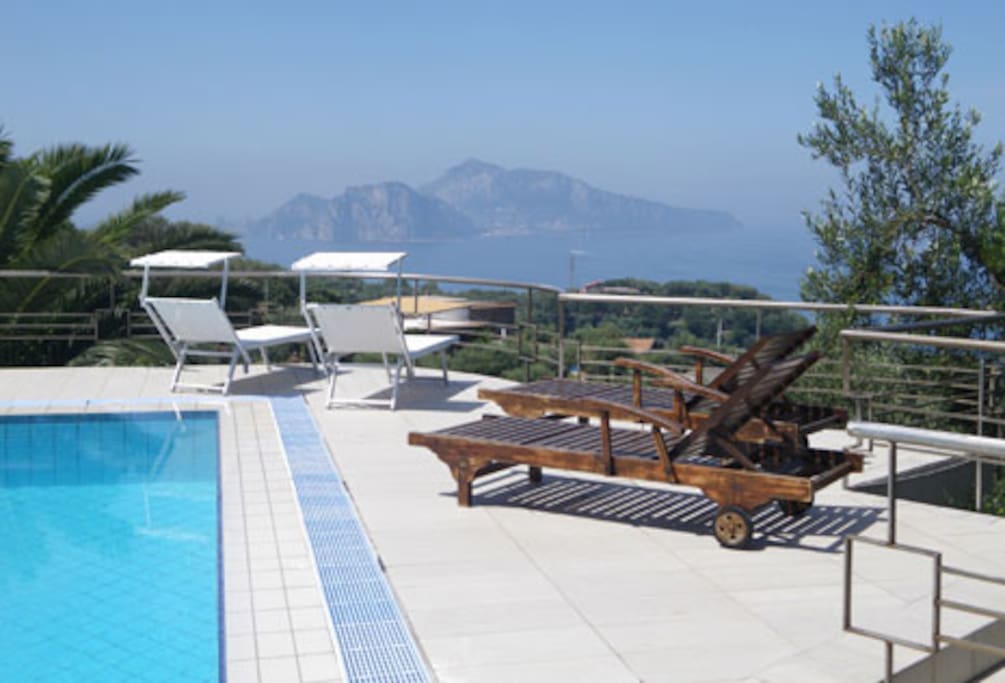 View of Capri Island from the pool.