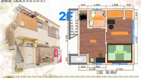 9 minutes by tram to Ueno cherry blossom viewing, Asakusa, Imperial Palace, and Akihabara Ginza. 1DK, best suited for family and business.Traditional Japanese-style house