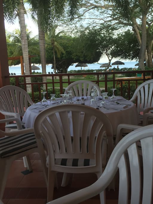Beach club restaurant and ocean view