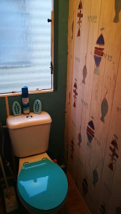 Toilettes séparés de la salle de bain, desolée je n'ai pas penser à la prendre en photo...