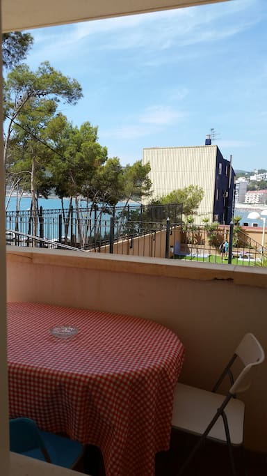 Balcony with sea views